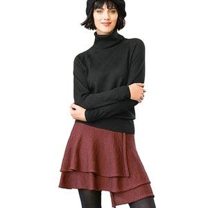 🆕🦙PERUVIAN CONNECTION "EDIE" TUSCAN ROSE / MAROON BABY ALPACA WOOL MINI SKIRT